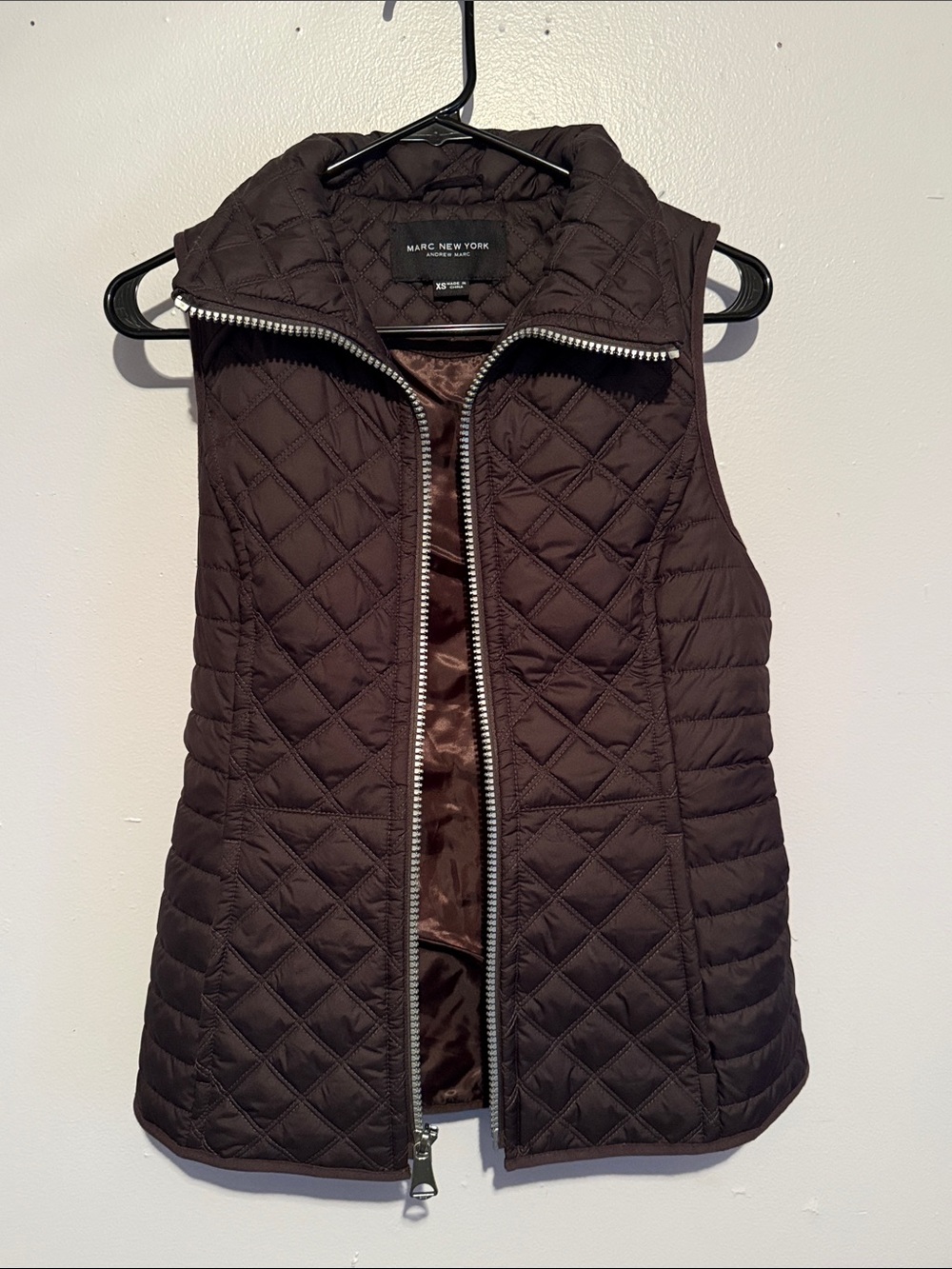 Marc New York Quilted Chocolate Brown Sleeveless Vest